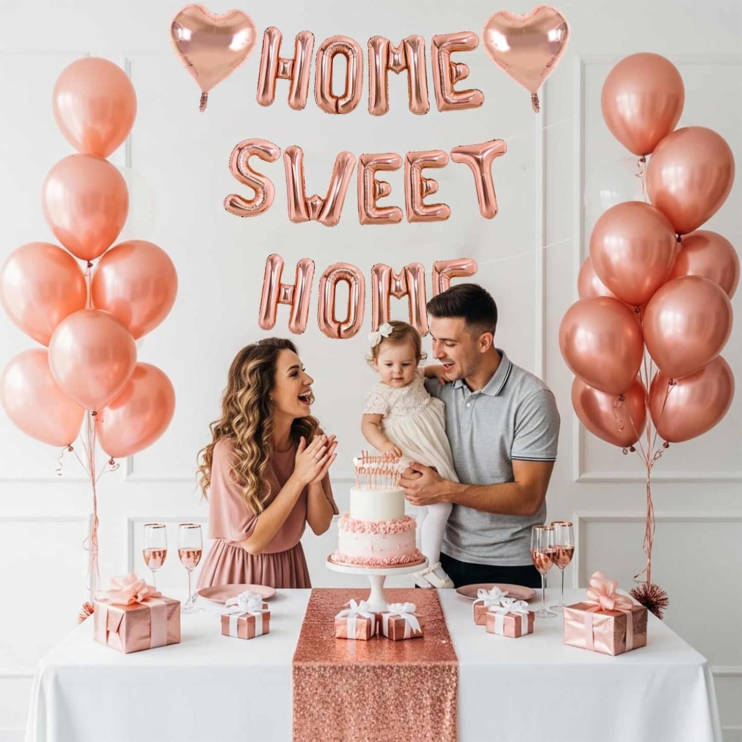 TONIFUL 16 Inch Cream White HOME SWEET HOME Letter Balloon,Decoraction for Housewarming, New Home Parties and Homecoming Celebrations,Ivory White Balloon Banner for Welcome Sign and Party Supplies