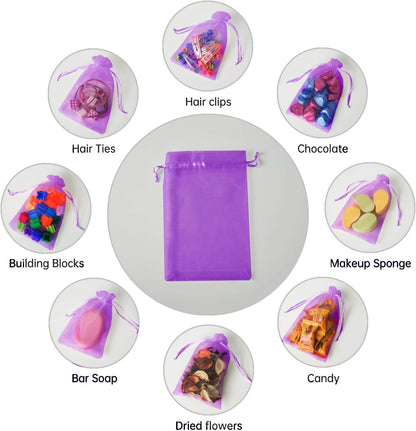100PCS White Organza Bags, 4x6 Inch Small Mesh Bags Drawstring, Jewelry Gift Bags for Easter, Party, Festival, Bathroom Soaps, Makeup