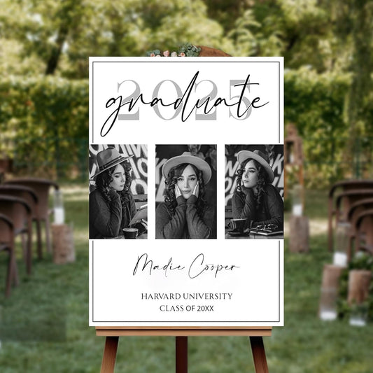 Graduation Party Welcome Sign Template, Photo Graduation Welcome Poster, Modern Minimalist Graduation Welcome Sign, Grad Sign With Picture