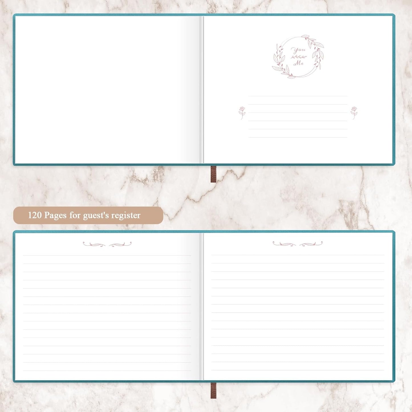 Elegant Wedding Guest Book - Perfect for Wedding Receptions, Baby Showers, Birthdays and Special Events - 7" x 9" Sign in Book - 120 Lined Pages - Leather Hardcover - Pink