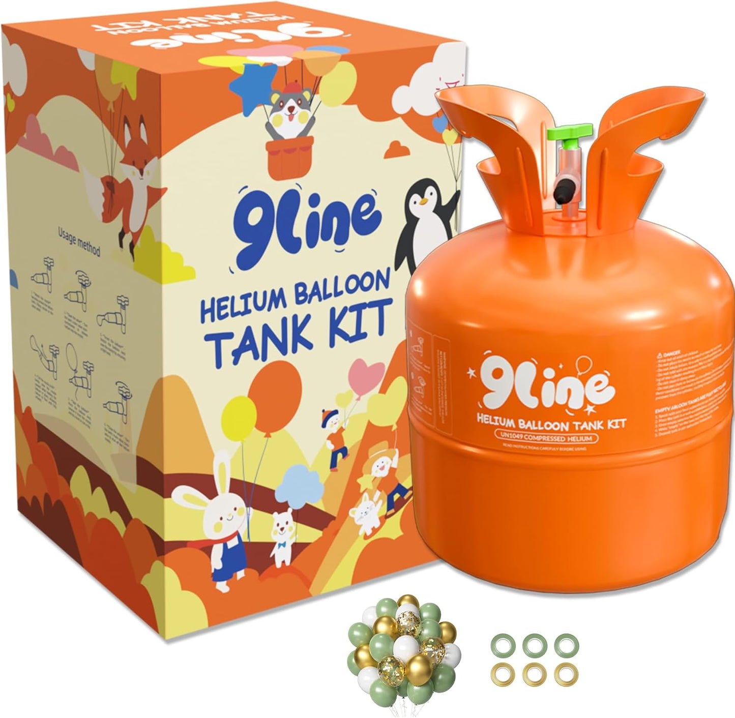 13L Helium Tank Up To 50 LatexBalloons, Helium Tank For Balloons At Home,50 Latex Balloons, Curling Ribbon and Balloon Tie Tool