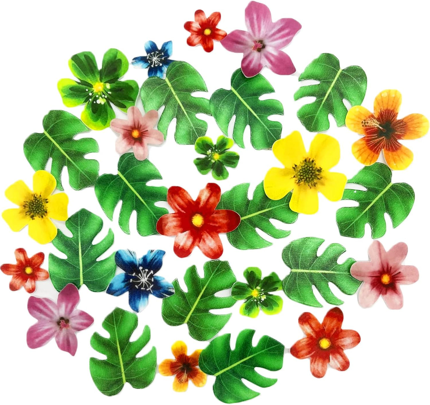 Weraru 58Pcs Edible Butterfly and Flowers Cake Topper Cupcake Toppers Wedding Themed Party Birthday Cake Decoration Mixed Size & Colour