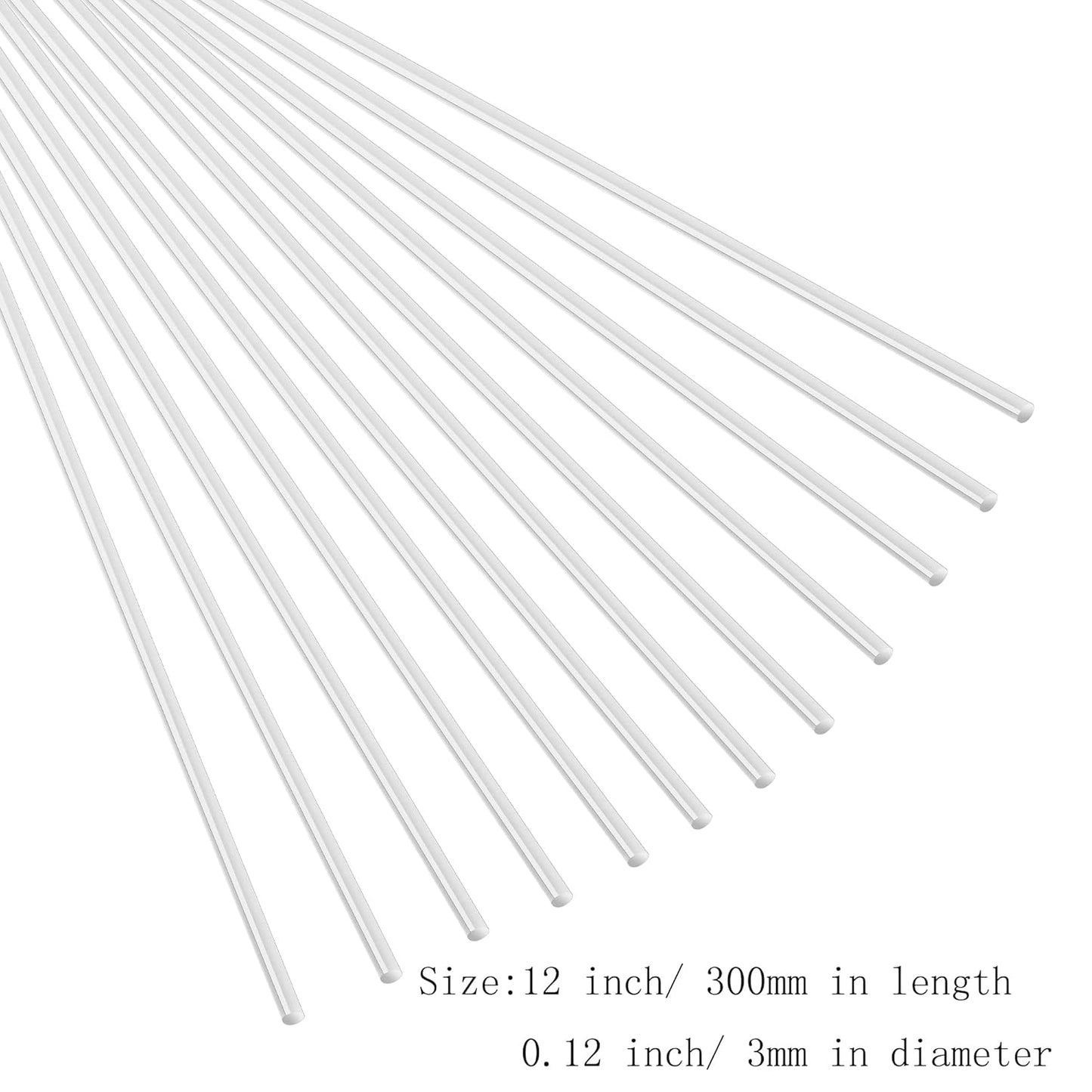 20 Pieces Acrylic Rods, 12 Inch Clear Acrylic Round Plastic Rods for DIY Crafts Party Decorations Gardening（3mm Diameter）