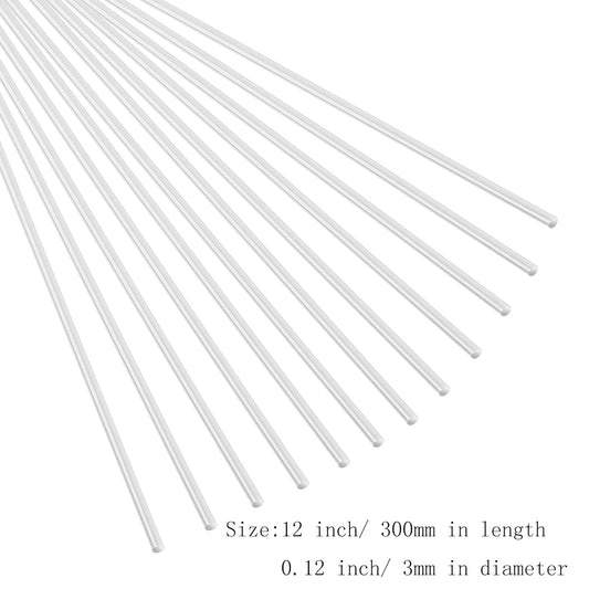 20 Pieces Acrylic Rods, 12 Inch Clear Acrylic Round Plastic Rods for DIY Crafts Party Decorations Gardening（3mm Diameter）