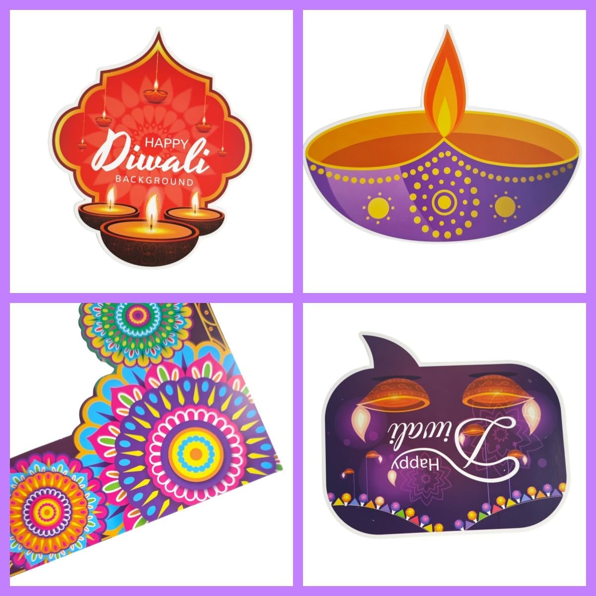 KYMY Happy Diwali Party Photo Booth Props Set, 1pc Deepavali Rangoli Selfie Frame with 20pcs Photo Booth Props, India Festival of Lights Party Favors for Hindu Diwali Themed Decorations Supplies