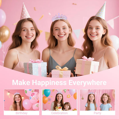 Birthday Tiara and Crown with Sash, Birthday Tiara for Women Party Silver