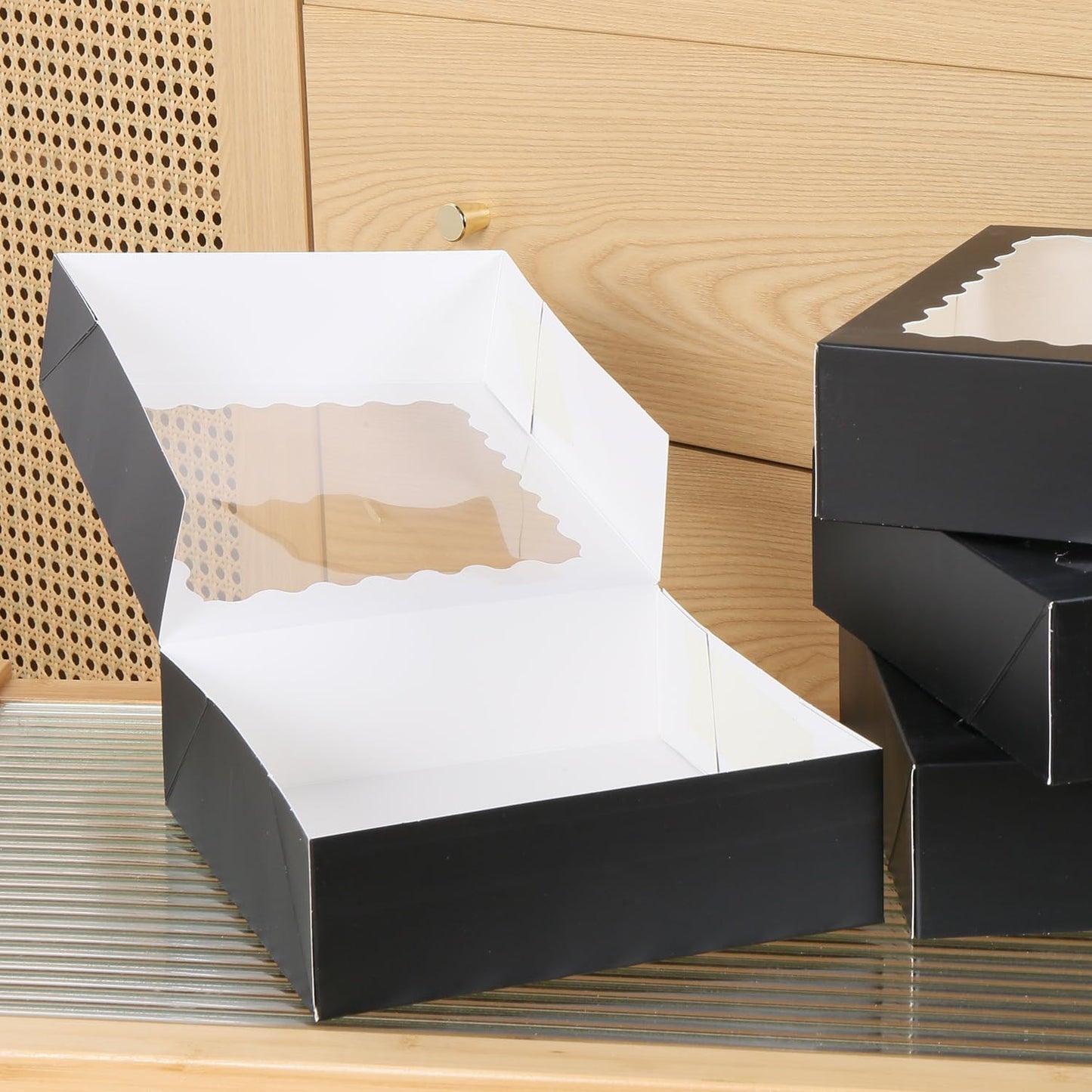 24 pcs12x12x3 Inch Bakery Boxes with Window, White 12 inch Cake Pastry large Pie Cookie Box for Dessert,strawberry,Chocolates Boxes