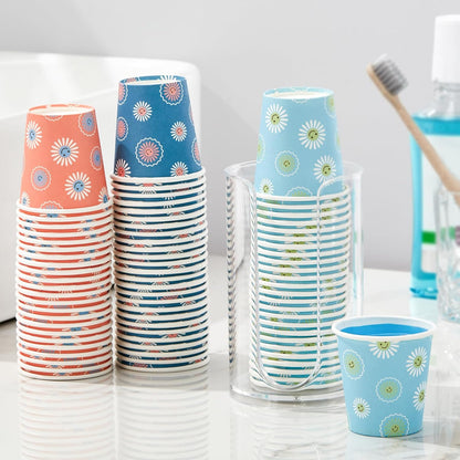 SIUQ 300 Pack Paper Cups 8 oz, Disposable Coffee Cups, Paper Coffee Cups 8 oz, Colourful Hot/Cold Beverage Drinking Cup for Water Juice or Tea, Office Party Home Travel - Daisy