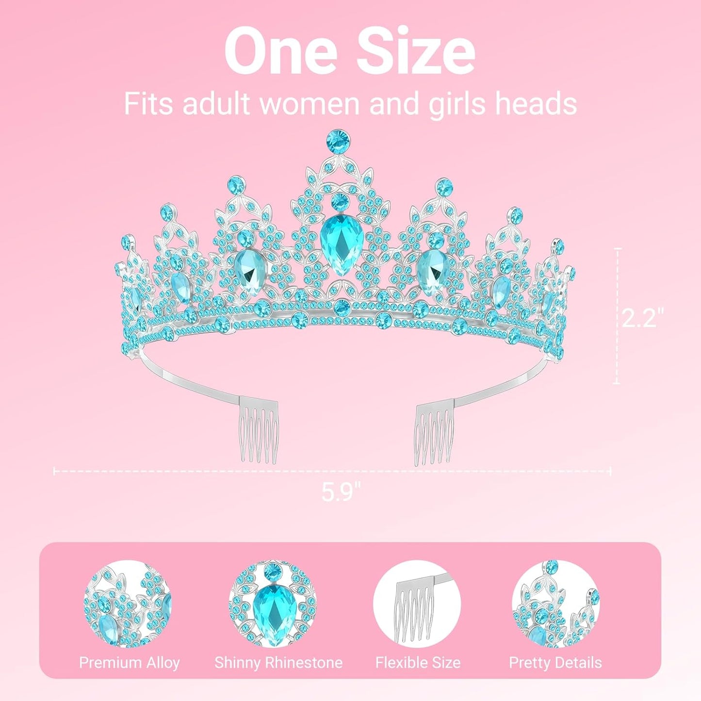 Birthday Tiara and Crown with Sash, Birthday Tiara for Women Party Silver