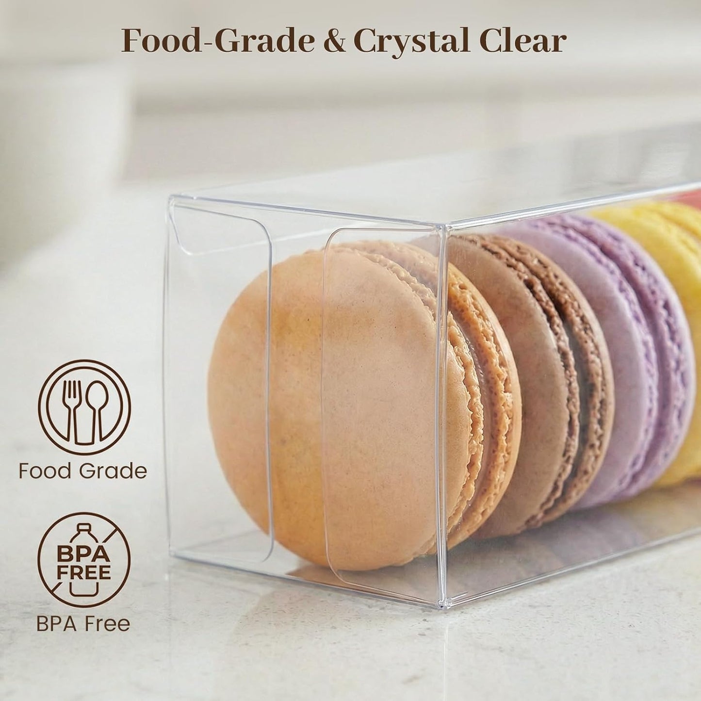 VGOODALL 100 Pcs Clear Favor Boxes, 2x2x2 Inch Small Transparent Cube Gift Boxes for Candy, Macarons, Jewelry, Wedding, Birthday, Baby Shower Party Favors