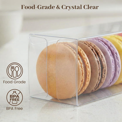 VGOODALL 100 Pcs Clear Favor Boxes, 2x2x2 Inch Small Transparent Cube Gift Boxes for Candy, Macarons, Jewelry, Wedding, Birthday, Baby Shower Party Favors