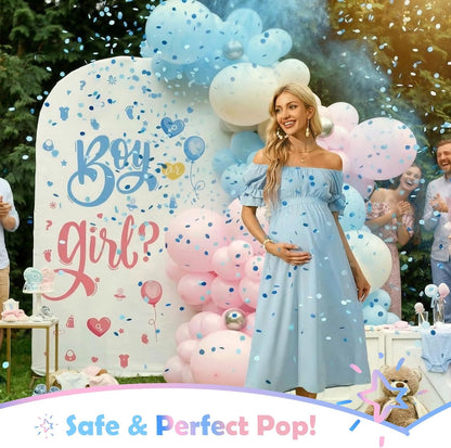 Gender Reveal Confetti Cannon - Biodegradable Confetti Poppers - Pink & Blue, 2 Pack - Party Supplies Pop Gun-Cannon for Boy or Girl Baby Reveal Party Supplies (1Pink +1Blue)