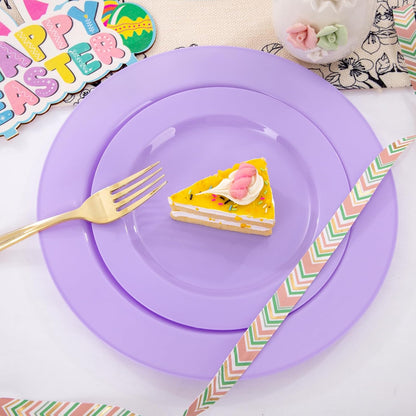 FLOWERCAT 60PCS White Plastic Plates - Heavy Duty White Disposable Plates for Mother's Day/Birthday Party/Wedding -serve for 30 guests Include 30PCS 10.25" & 30PCS 7.5" Plates for Party