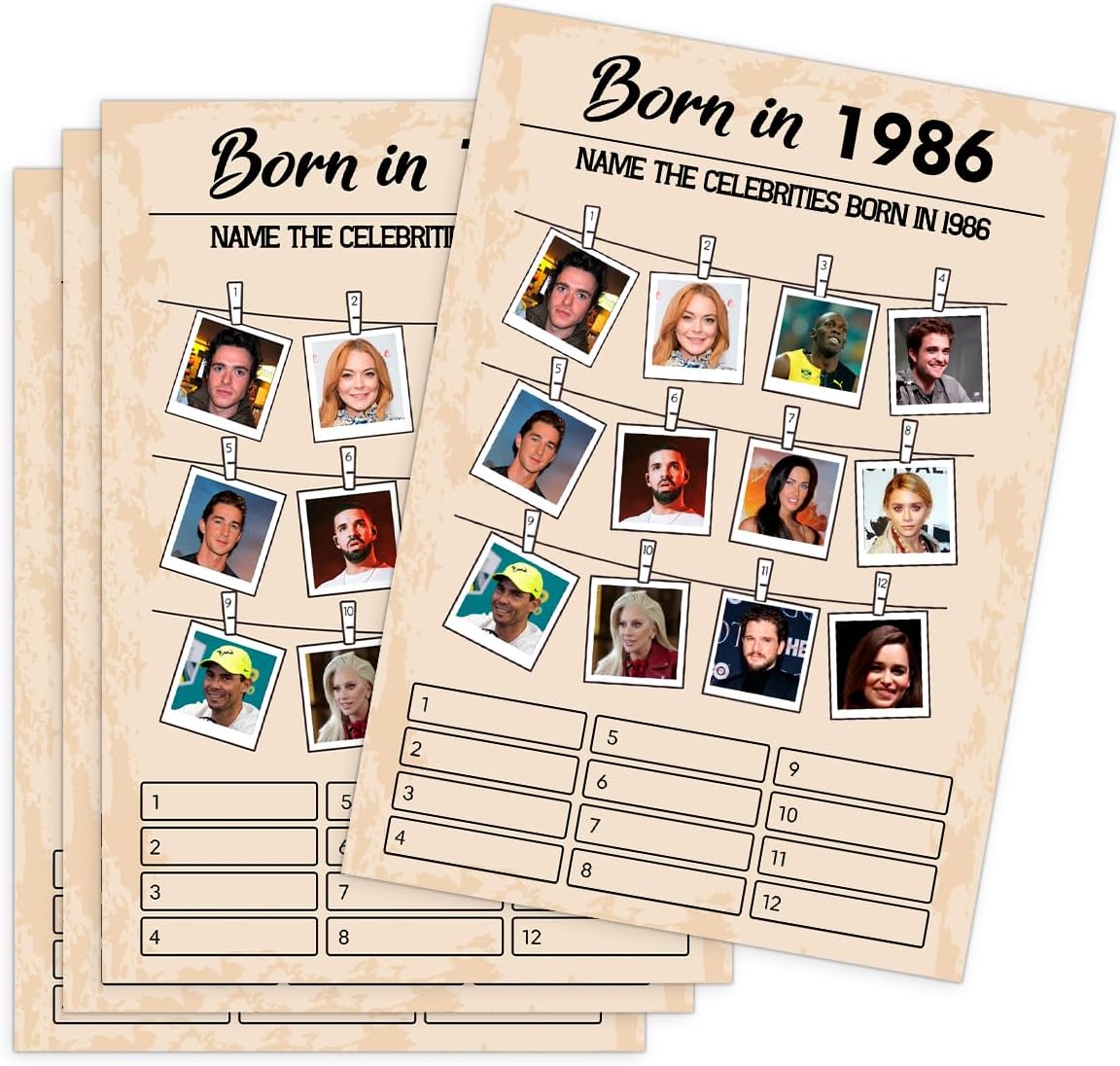 QUPT 40th Birthday Party Games, Movies in 1986 Games, Birthday Party Supplies for Adults, Fun 1986s Party Game，Pack of 30 Cards