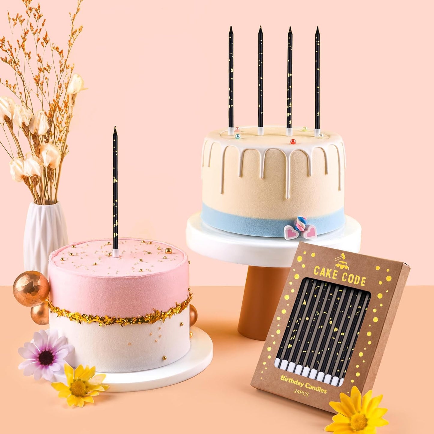 Pink Gold Long Thin Birthday Candles, Cake Candles, Birthday Parties, Wedding Decorations, Party Candles