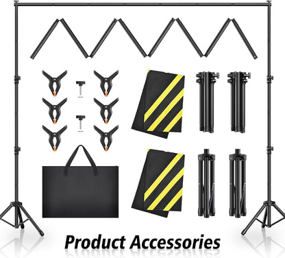 Forlogic Backdrop Stand 10x7.5ft(WxH), Heavy Duty Adjustable Photo Back Drop Stand kit, Suitable for Party, Photography, Weddings