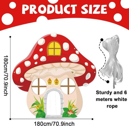 Large 71inch Mushroom Shaped Photo Prop Selfie Frame Fabric True North VBS 2026 Photo Booth Frame Mushroom Background Forest Banner Backdrop for Jungle Woodland Baby Shower Birthday Party Supplies