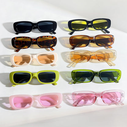 SUNOVELTIES 10 Pack Rectangle Sunglasses for Women Retro Narrow Square Glasses 90s Aesthetic Vintage Eyewear Uniex Adult