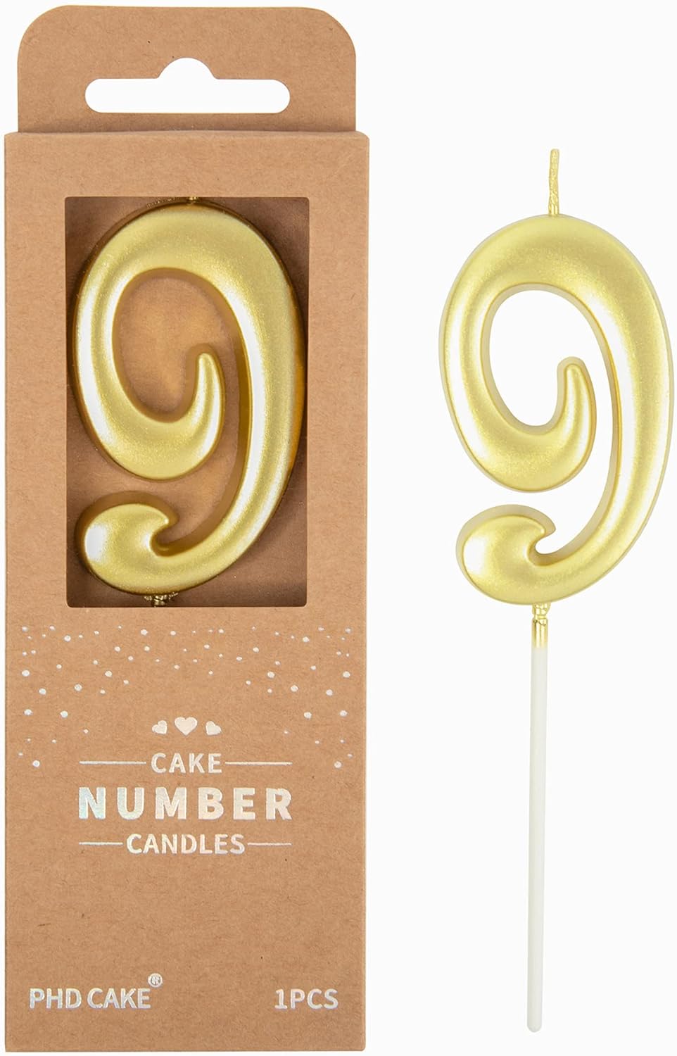 PHD CAKE 2.76 Inch Elegant Gold 1 Number Birthday Candles, Gold Number Candles, Cake Number Candles, Party Celebration