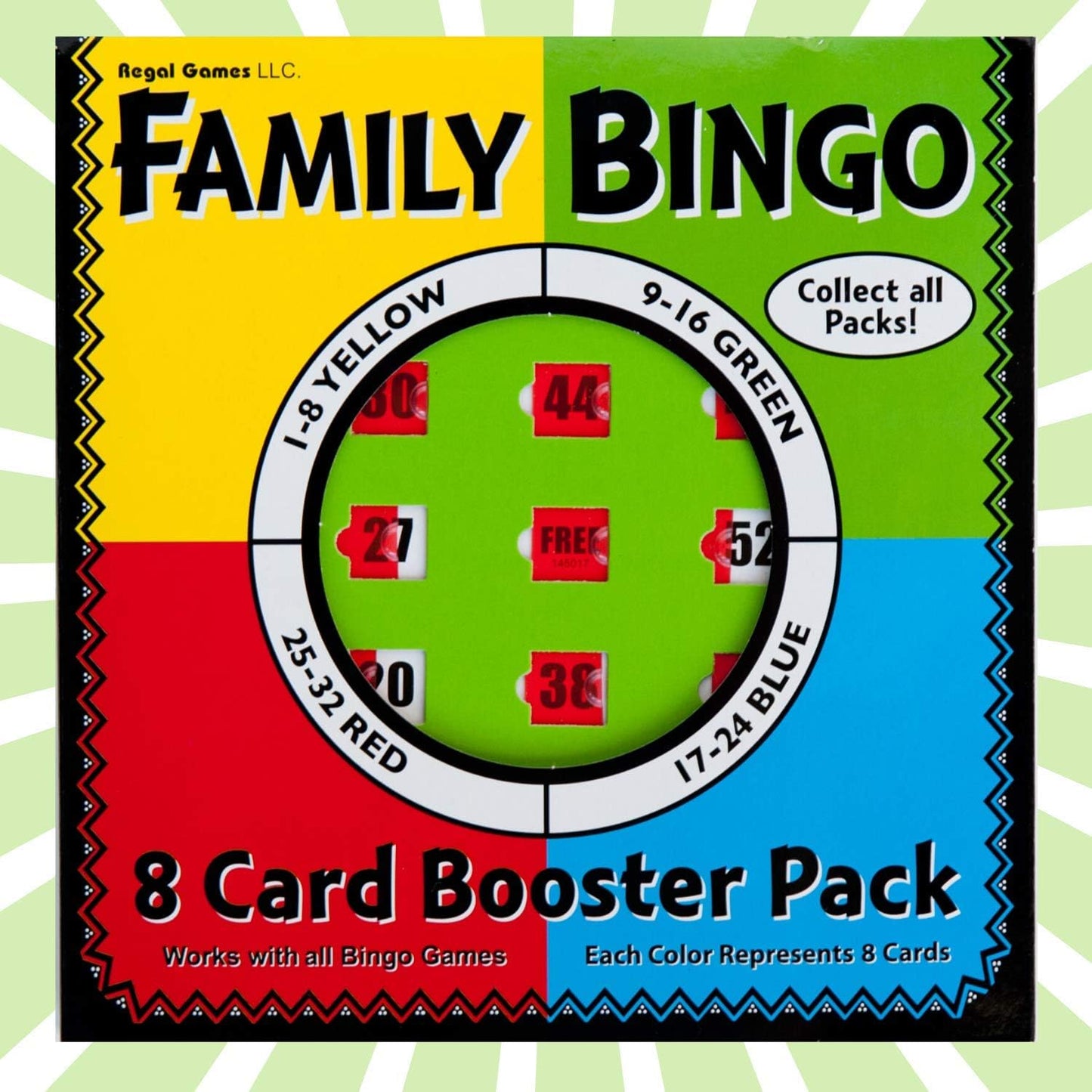 Regal Bingo Bulk Bingo Cards with Sliding Windows - Reusable Large Print Bingo Game Cards for Adults Large Group - 8 Pack, Yellow