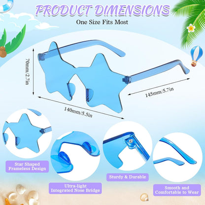 Wholesale 50 Pack Rimless Star Sunglasses Bulk, Fun Colorful Star Party Glasses for Women Men