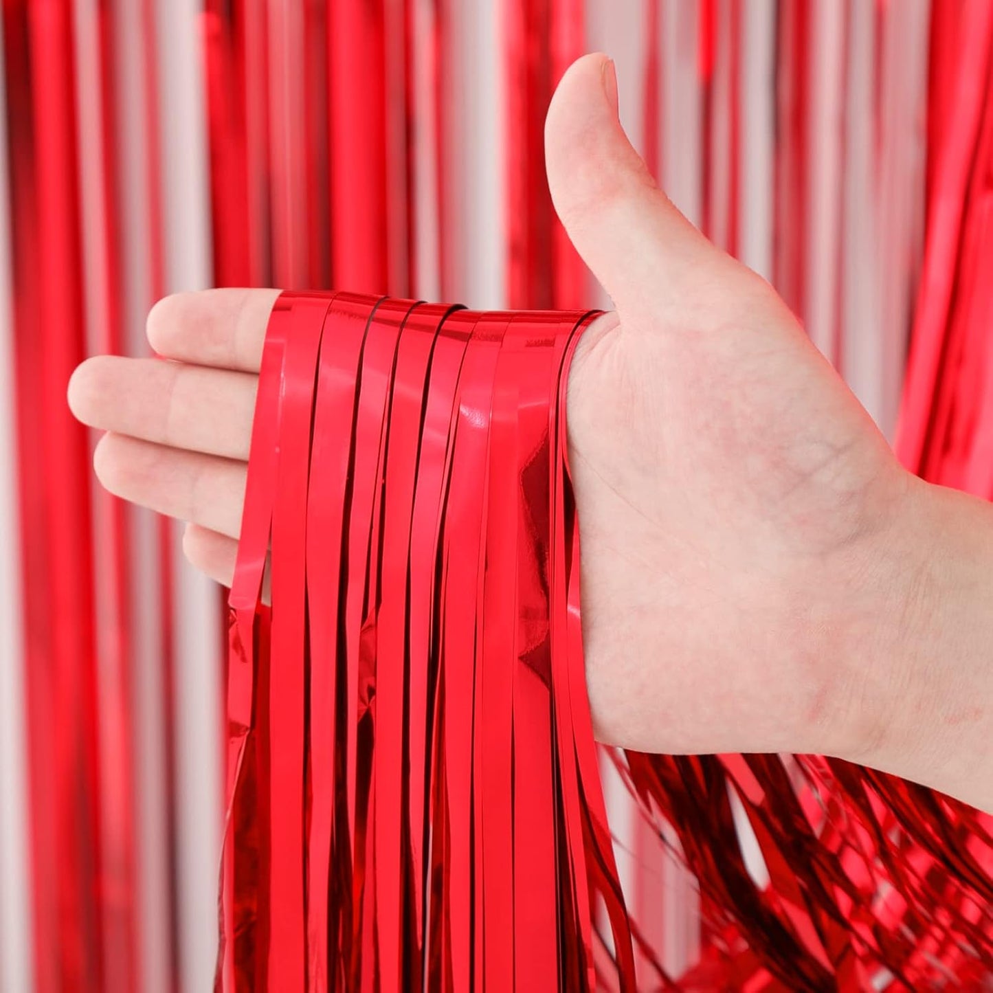 Voircoloria 3 Pack 3.3x8.2 Feet Gold Foil Fringe Backdrop Curtains, Tinsel Streamers, Fringe Backdrop for 2025 New Years Eve, Graduation, Birthday, Baby Shower, Gender Reveal, Disco Party - Colors B