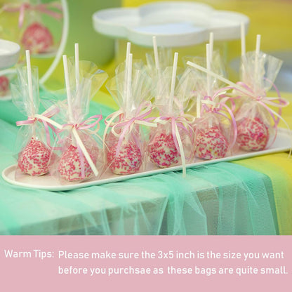 Cello Cellophane Treat Bags,5x7 Inches Clear Cellophane Bags 200 Pcs OPP Plastic Treat Bags with 200 Twist Ties for Gift Wrapping,Packaging Candies,Dessert,Bakery, Cookies, Chocolate,Party Favor