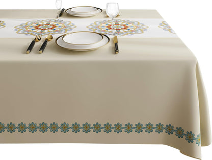 Rectangle Table Cloth,100% Waterproof Tablecloth Oil Proof Spill Proof Vinyl Table Cloth, Wipe Clean Plastic Table Cover for Dining, Camping, Indoor and Outdoor 52" x 70",Leaves