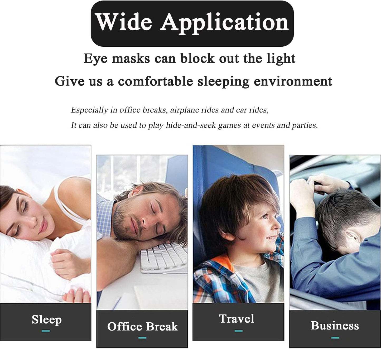6 Pack Blindfold Eye Mask Cover Sleep Mask for Party Games Travel Sleep Team Build Party Supply with Adjustable Strap for Women Men Kids, Black