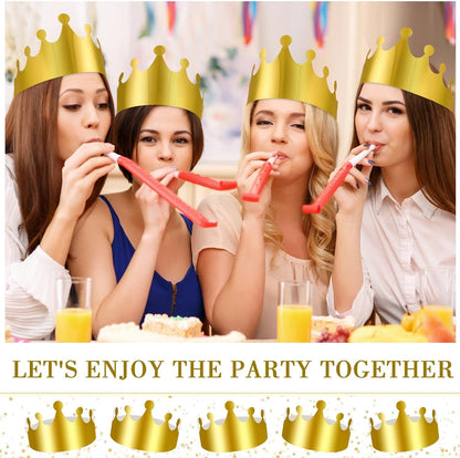 Crtiin 200 Pcs Gold Paper Crowns Bulk King Crown Princess Hats for Birthday Celebration Party Supplies