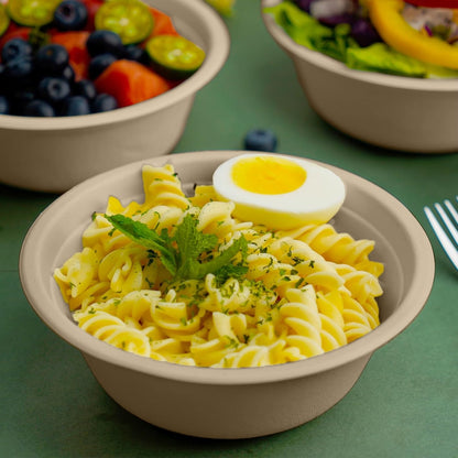 JINVOGREEN 200 Count 12 oz Paper Bowls, Disposable Compostable Bowls Bulk, Heavy Duty Biodegradable Bagasse Bowl for Snacks, Soup, and Salads, White