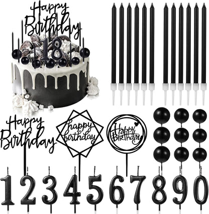 Yerliker 34 Pcs Happy Birthday Cake Toppers Decorations Birthday Candles DIY Cake Decor for Men Women Wedding Anniversary(Gold)