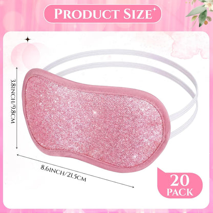 Chicingyou 12 Pcs Glitter Eye Mask Bulk Sleep Masks Eye Cover for Party Gifts Blindfold with Adjustable Elastic Strap for Bachelorette Party Supplies Women Men(Hot Pink)