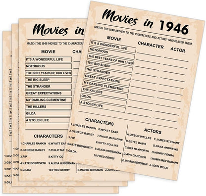 QUPT 40th Birthday Party Games, Movies in 1986 Games, Birthday Party Supplies for Adults, Fun 1986s Party Game，Pack of 30 Cards