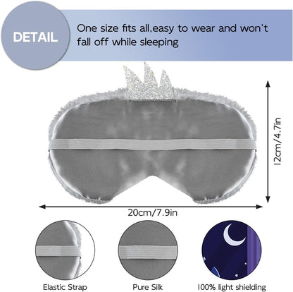 Christmas Reindeer Sleep Mask Cute Antler Eye Masks Sleeping Soft Plush Cartoon Blindfold Funny Animal Eye Cover Xmas Presents for Women Men (Xmas Reindeer,Brown)