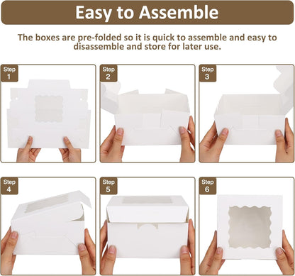 Moretoes 30pcs White Cookie Boxes with Window, 6x6x3 Inches, Bakery Boxes for Cookies, Pastry,Strawberries, Small Pie, Macarons