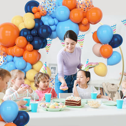 Amandir 153pcs Purple Blue Pink Balloon Garland Arch Kit, Different Sizes 18 12 10 5 inch Teal Yellow Latex Metallic Confetti Balloons for Magic Birthday Engagement Party Decoration