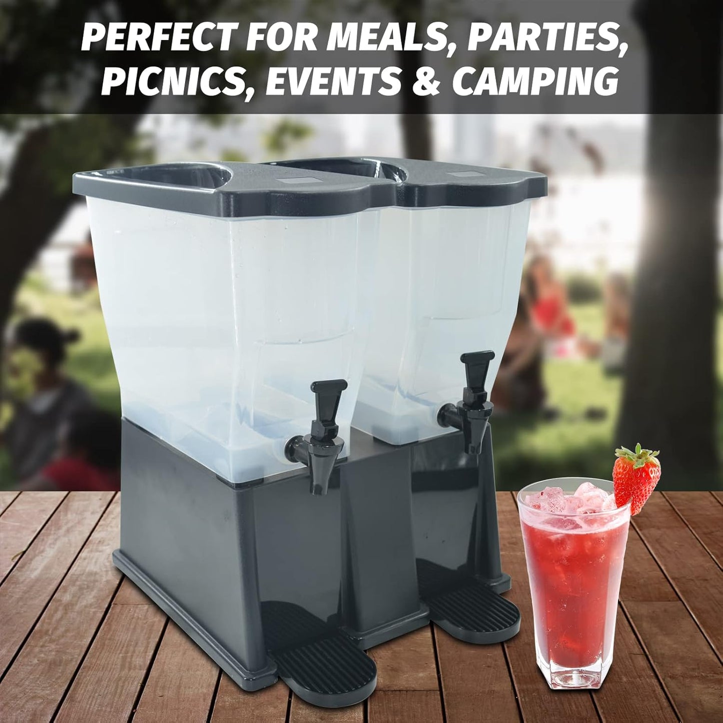 Beverage Dispenser 5 Gallon Drink Dispenser with Spigot, Juice Dispensers for Parties, Black Base