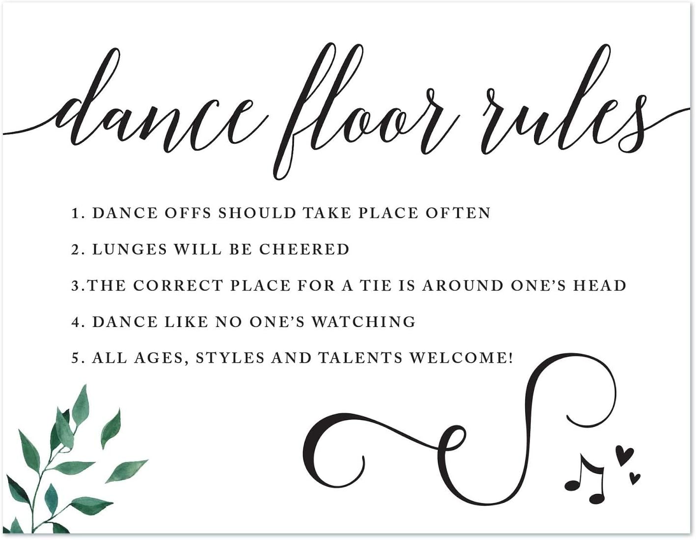 Andaz Press Wedding Party Signs, Natural Greenery Green Leaves, 8.5x11-inch, Bridal Shower Scavenger Hunt, 1-Pack - Colors B