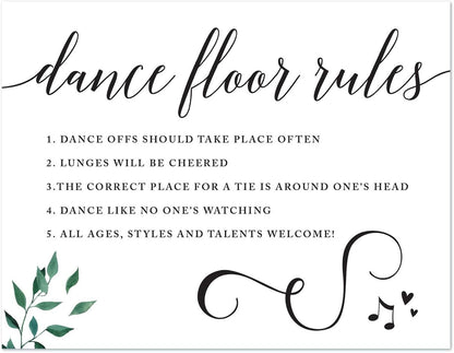 Andaz Press Wedding Party Signs, Natural Greenery Green Leaves, 8.5x11-inch, Bridal Shower Scavenger Hunt, 1-Pack - Colors B