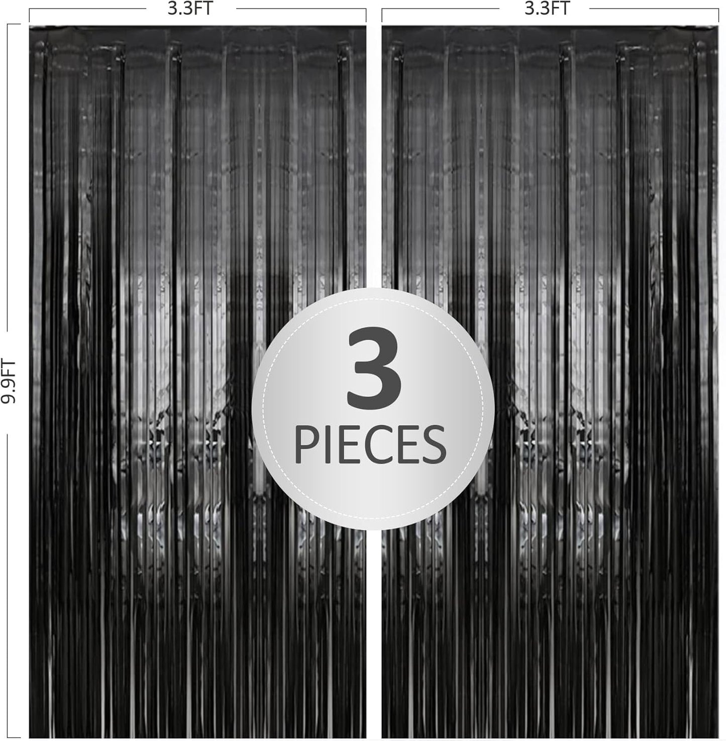 Birthday Party Decorations: 3 Pack 3.3 x 9.9 ft Gold Foil Fringe Curtains Party Supplies, Tinsel Curtain Backdrop for Parties/Birthday/Photo Booth
