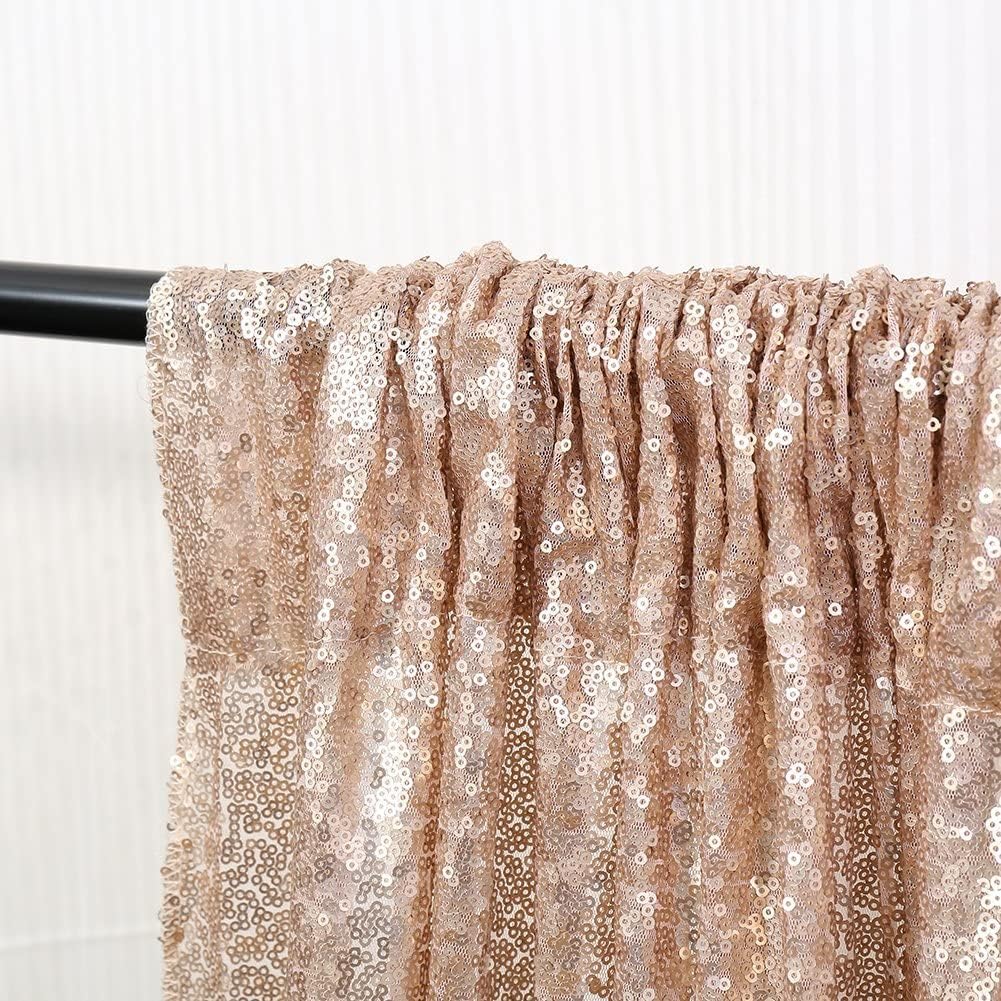 Poise3EHome Black Sequin Backdrop Curtains, 2 Panels 2FTx8FT Glitter Photo Booth Backdrop for Halloween Birthday Bachelorette Wednesday Twilight Party Decorations