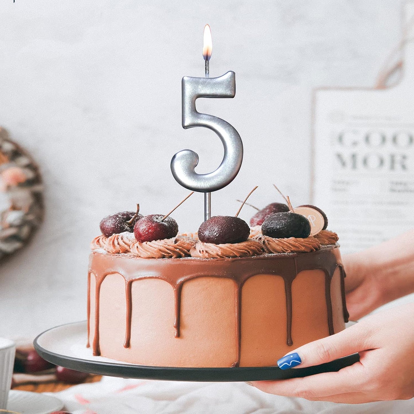10 Pieces Birthday Numeral Candles, Cake Numeral Candle for Cake Decoration, Number 0-9 Cake Topper Candles Number 0 1 2 3 4 5 6 7 8 9 for Birthday Wedding Anniversary Party Celebration, Black