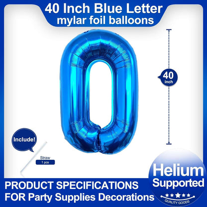 40 Inch Blue Letter A Balloons, DIY Phrase Foil Alphabet Letter A Balloons DIY Word A Banner for Birthday Anniversary Celebration Graduation Party Supplies Decoration
