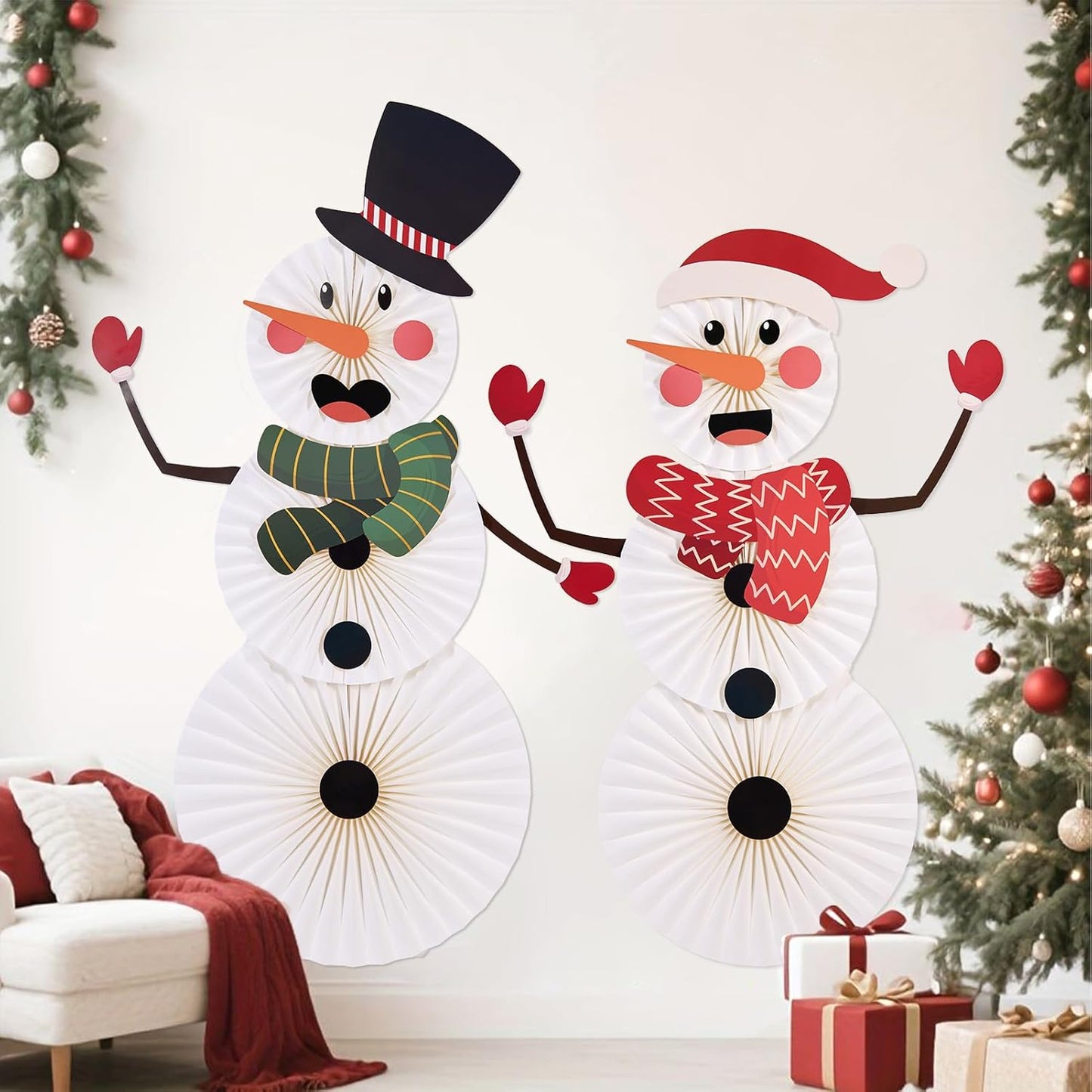 Easy Joy Paper Leaves Decorations for Wall Paper Fans Classroom Decoration Leaves Backdrop Decor Wall Decor,Set of 9