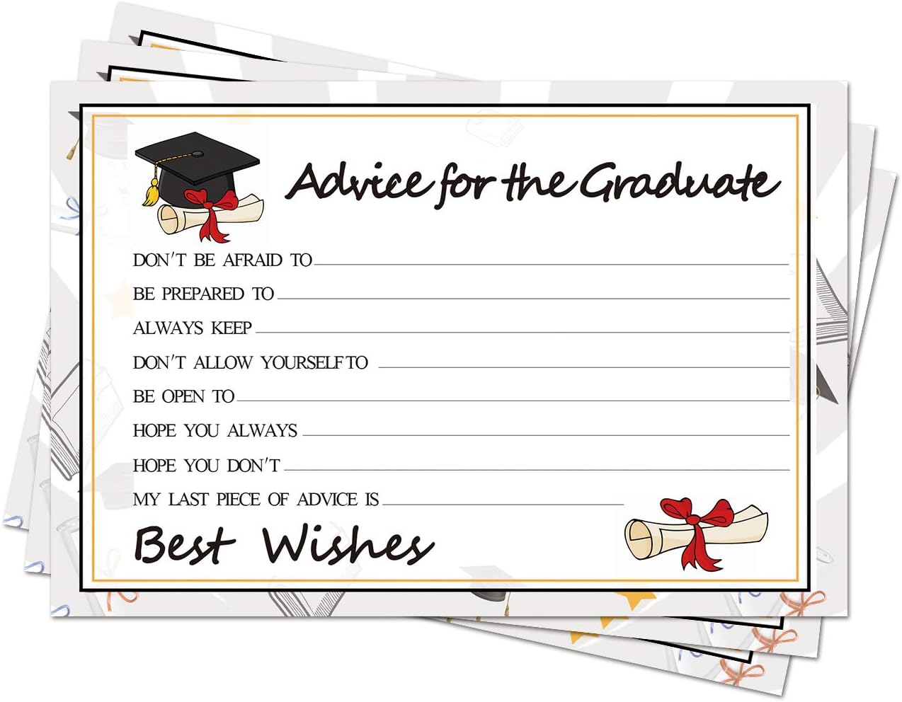 Graduation Advice Cards - 50-Pack Graduate Party Supplies 2026 Advice for the Graduate Decorations Party Favors Table Games Personalized Graduations Cards