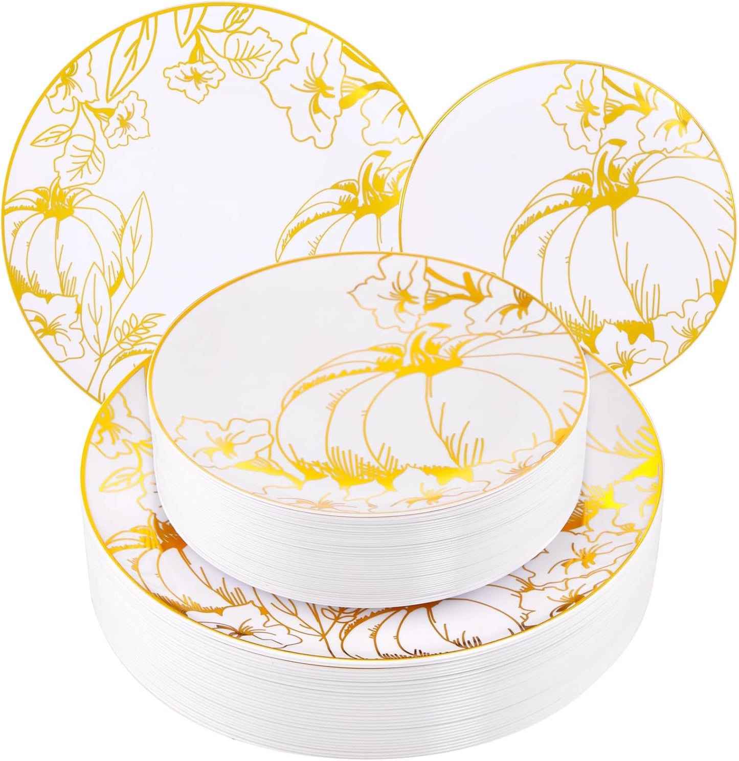 FLOWERCAT 60PCS White Plastic Plates - Heavy Duty White Disposable Plates for Mother's Day/Birthday Party/Wedding -serve for 30 guests Include 30PCS 10.25" & 30PCS 7.5" Plates for Party