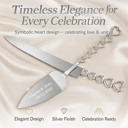 GIFTS INFINITY Personalized Wedding Cake Knife and Server Set with Engraving – Cake Cutting Utensil Set, Keepsake Gift for Wedding, Anniversary, Reception, Birthday & Other Occasions (CH-101WB)