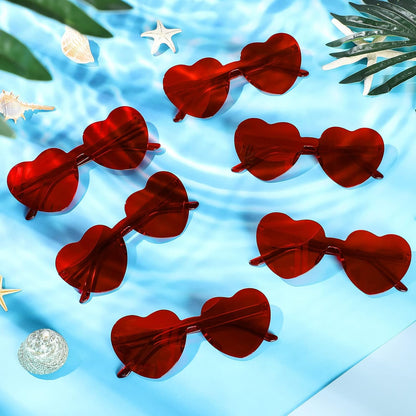 Photect 12 Pair Heart Shaped Sunglasses Neon Color Transparent Heart Glasses for Women Party Favor