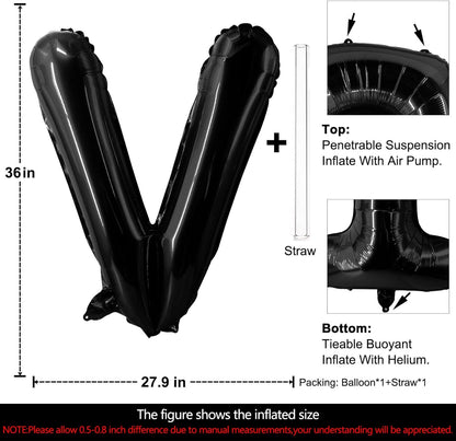 Lovoir 40 Inch Large Black Letter A Balloons Big Size Jumbo Mylar Foil Helium Balloon for Birthday Party Celebration Decorations Alphabet Black A